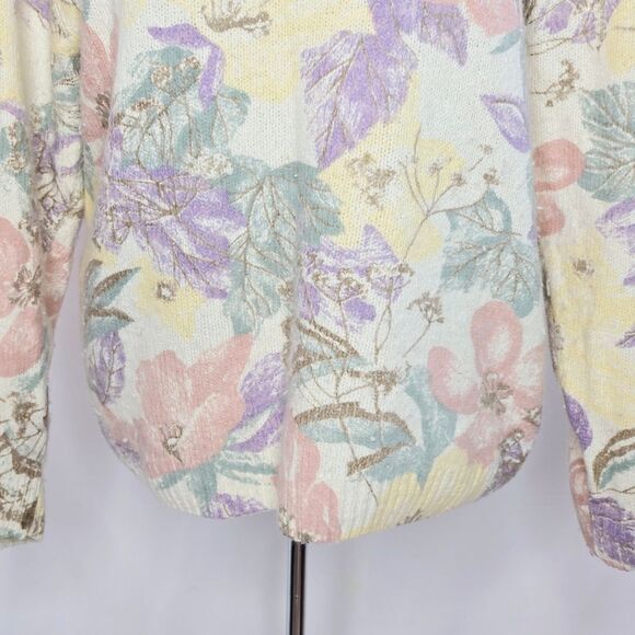 Vintage 80's Colter Bay Floral Silk Angora Women's Pull-Over Sweater XL - Picture 3 of 7